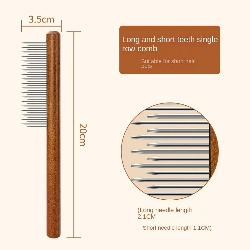Wooden Handle Stainless Steel Pet Hair Remover