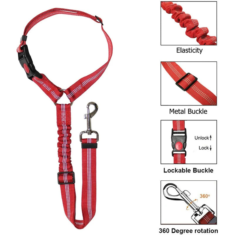 Solid Two-in-one Dog Harness Leash Car Seat Belt