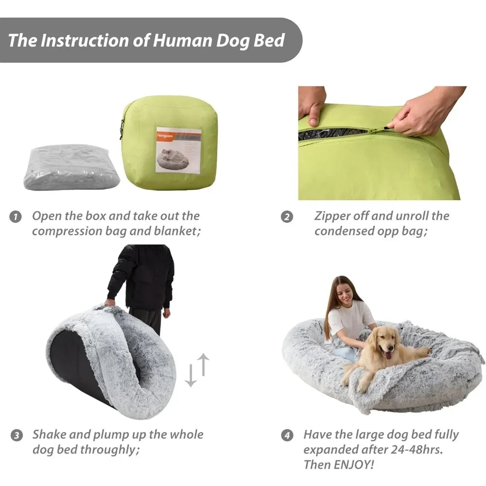Human-Sized Bean Bag with Washable Fur Cover