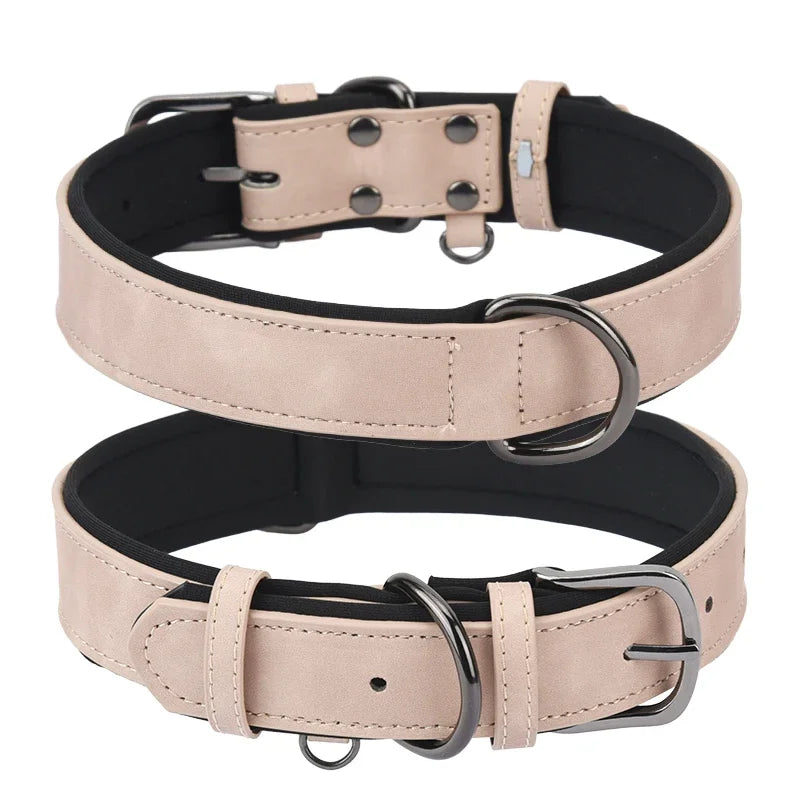 Adjustable Soft Padded leather Dog Collars