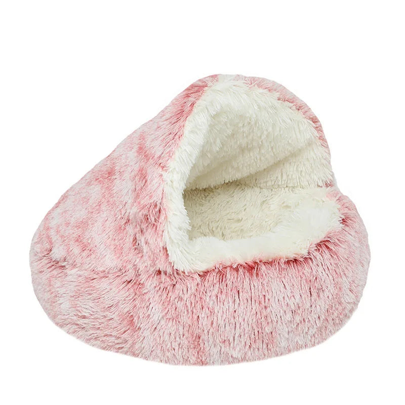 Plush Round Cushion House 2 In 1 Warm Cat Basket Bed