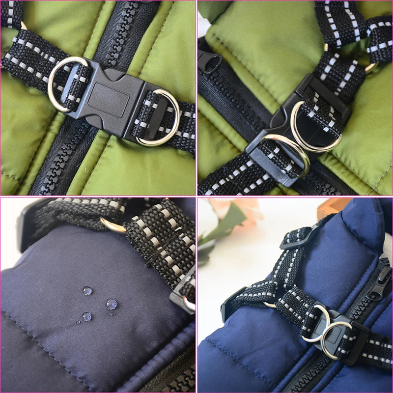 Dog Jacket With Harness Winter Warm Dog Clothes Waterproof