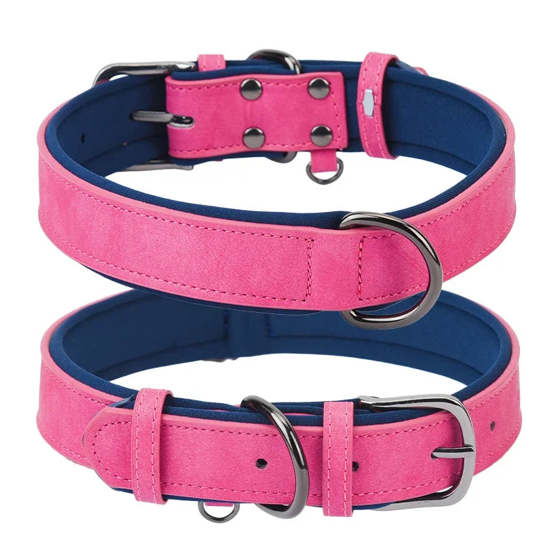 Adjustable Soft Padded leather Dog Collars