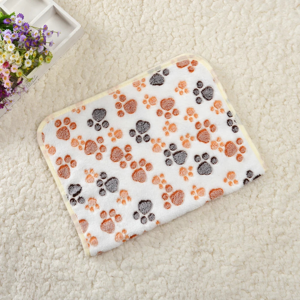 Fluffy Soft Blanket Cartoon Dog Paw Print Pet Sleeping Bed Mat