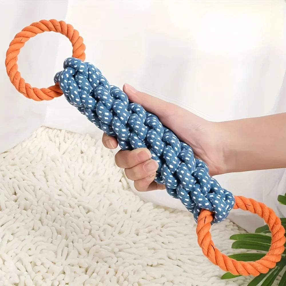 Durable Double-Ring Cotton Blend Dog Rope Toy