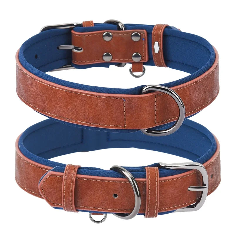 Adjustable Soft Padded leather Dog Collars