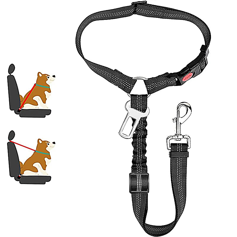 Solid Two-in-one Dog Harness Leash Car Seat Belt