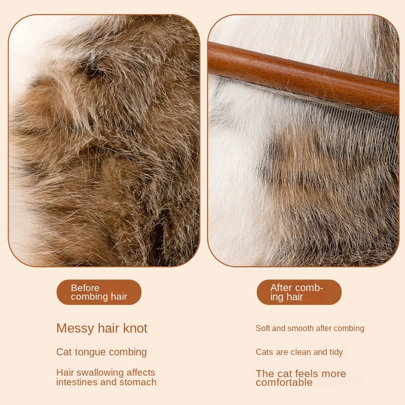 Wooden Handle Stainless Steel Pet Hair Remover