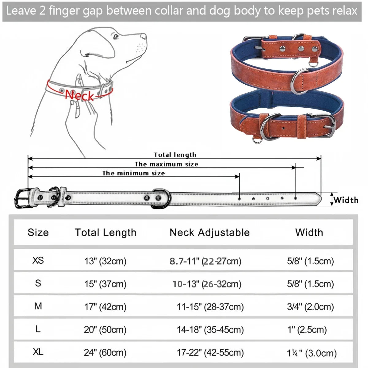Adjustable Soft Padded leather Dog Collars