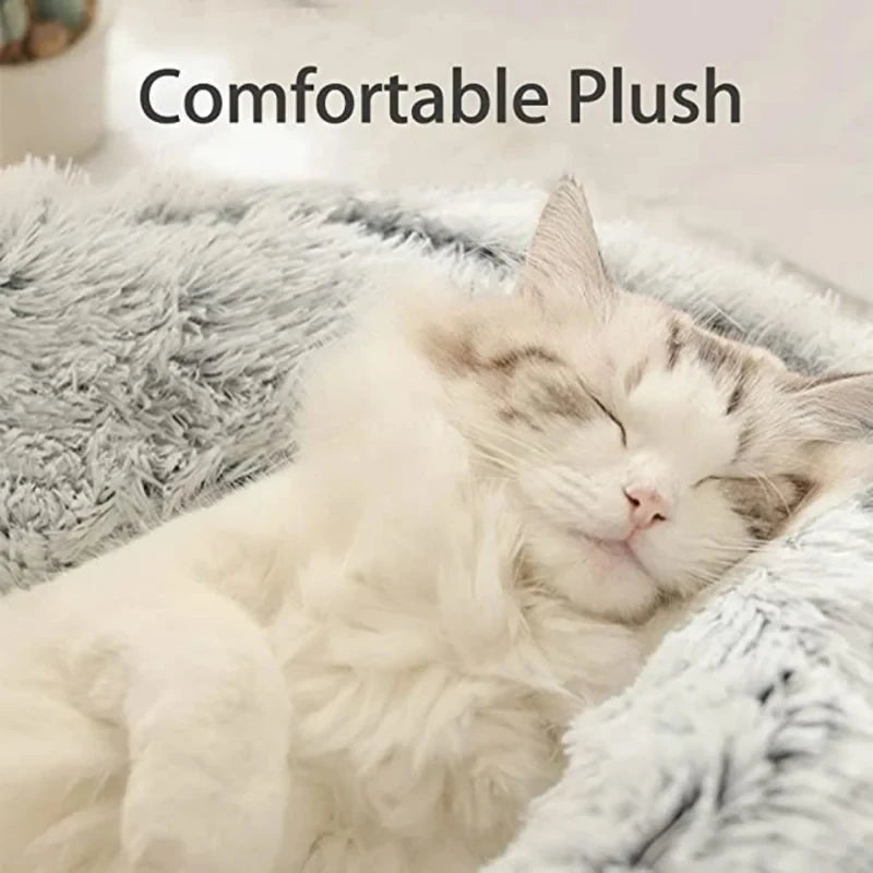 Plush Round Cushion House 2 In 1 Warm Cat Basket Bed