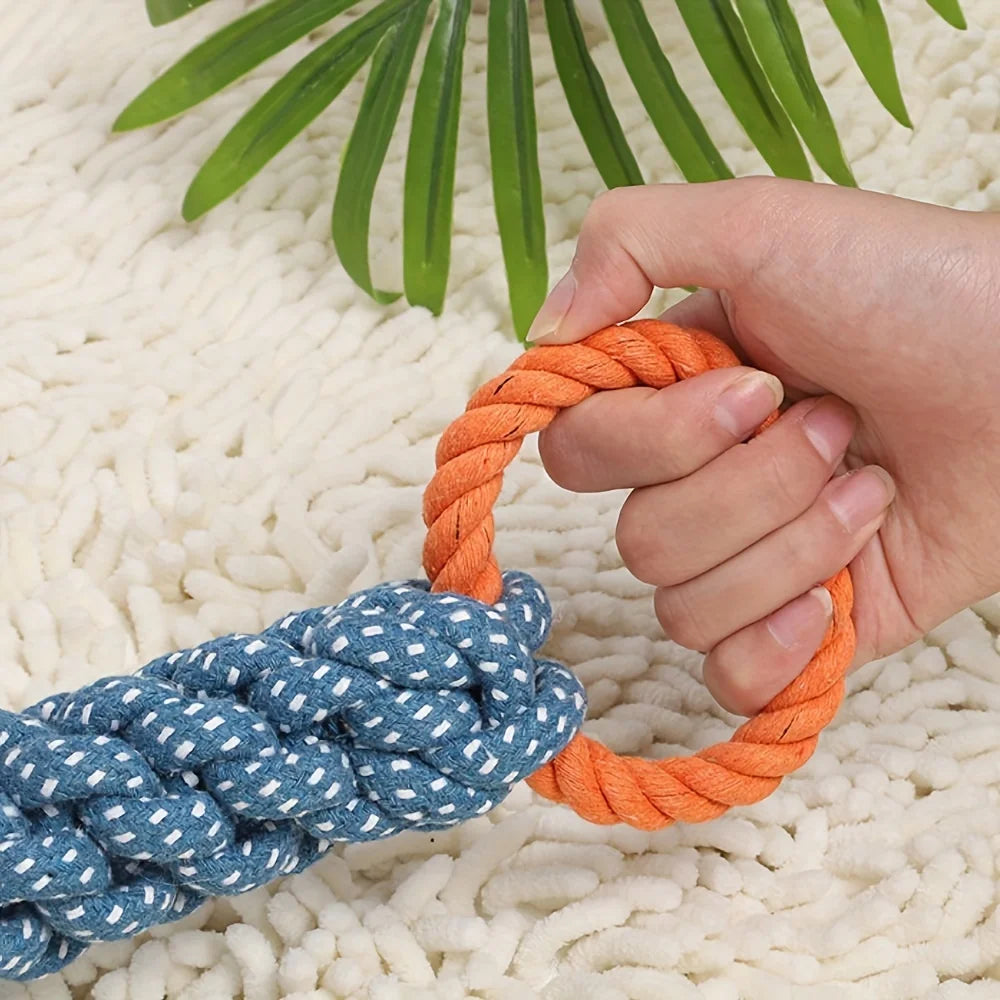 Durable Double-Ring Cotton Blend Dog Rope Toy