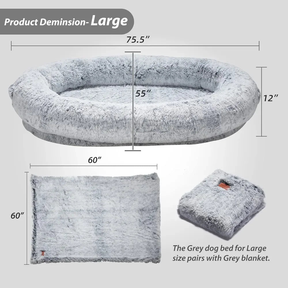 Human-Sized Bean Bag with Washable Fur Cover
