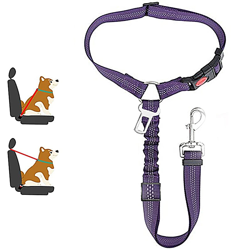 Solid Two-in-one Dog Harness Leash Car Seat Belt