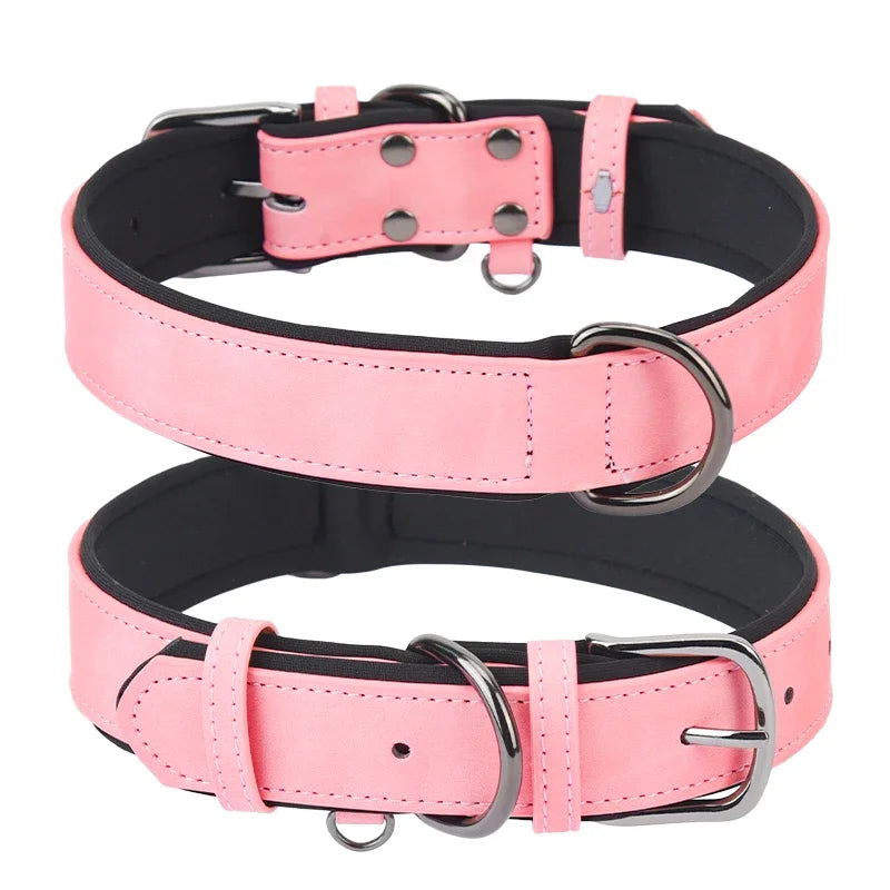 Adjustable Soft Padded leather Dog Collars