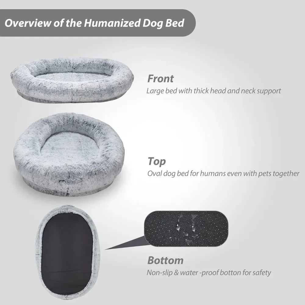 Human-Sized Bean Bag with Washable Fur Cover