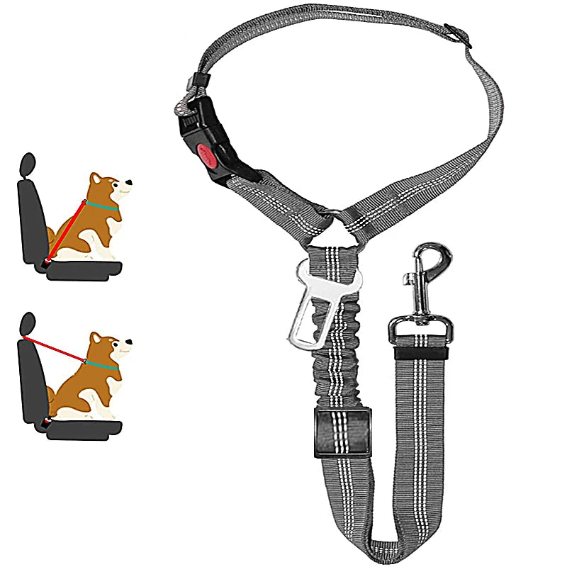 Solid Two-in-one Dog Harness Leash Car Seat Belt