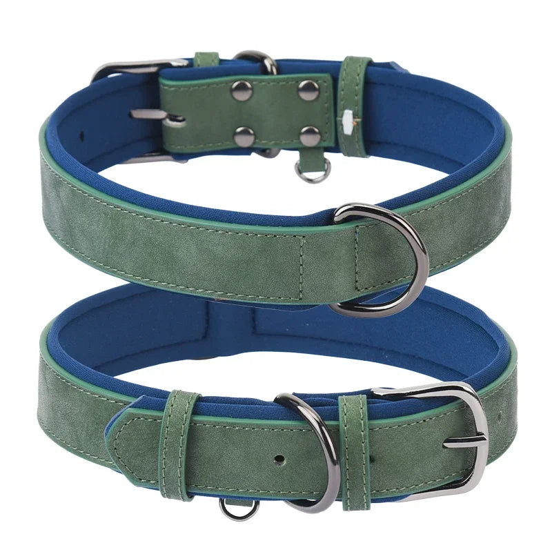 Adjustable Soft Padded leather Dog Collars