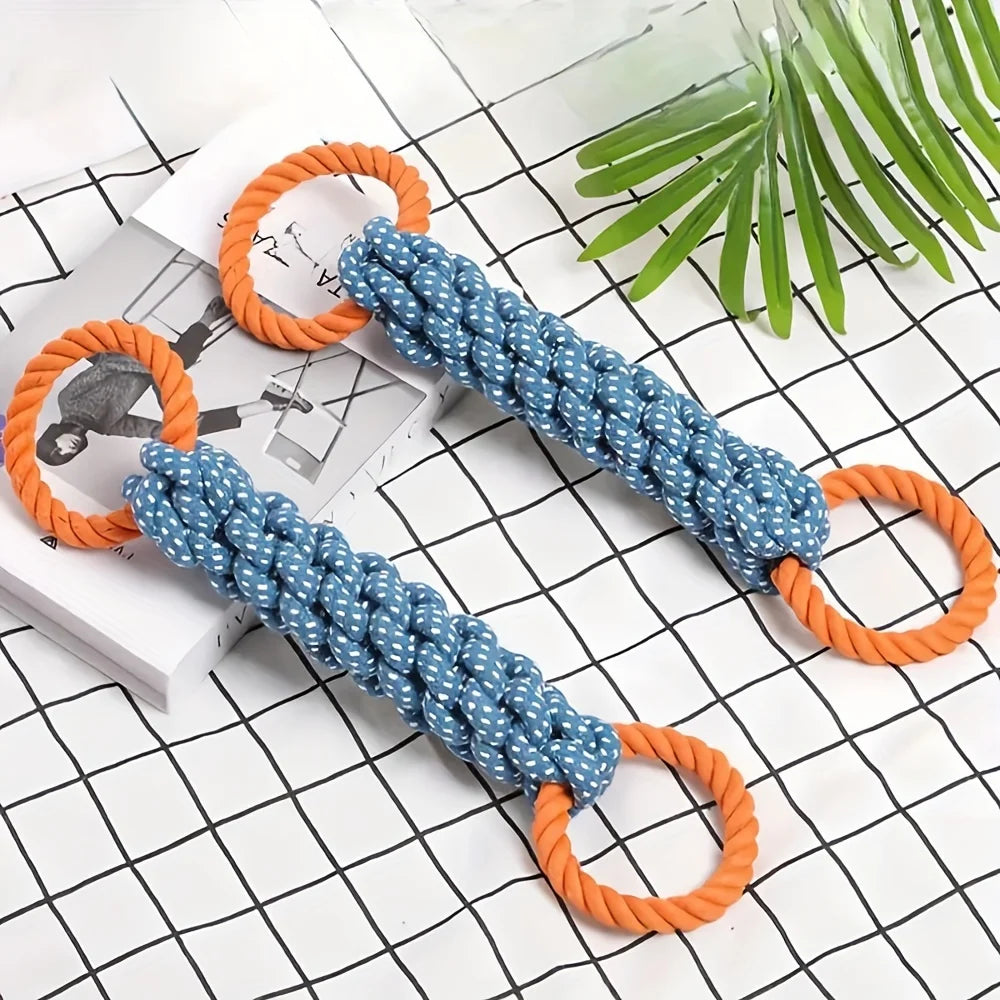 Durable Double-Ring Cotton Blend Dog Rope Toy