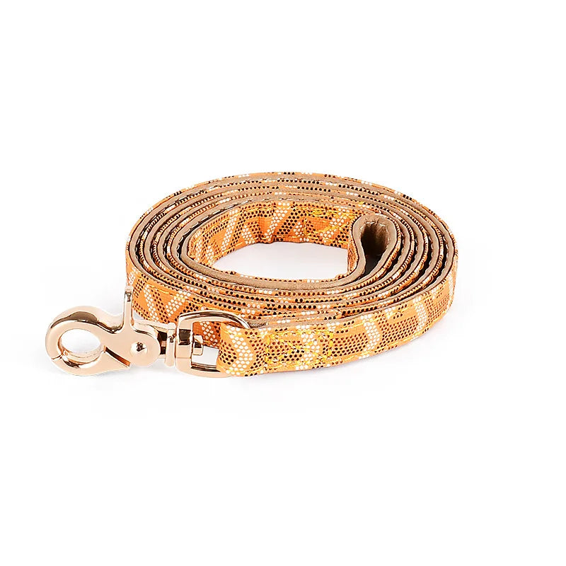 soft leather pet collar and leash set