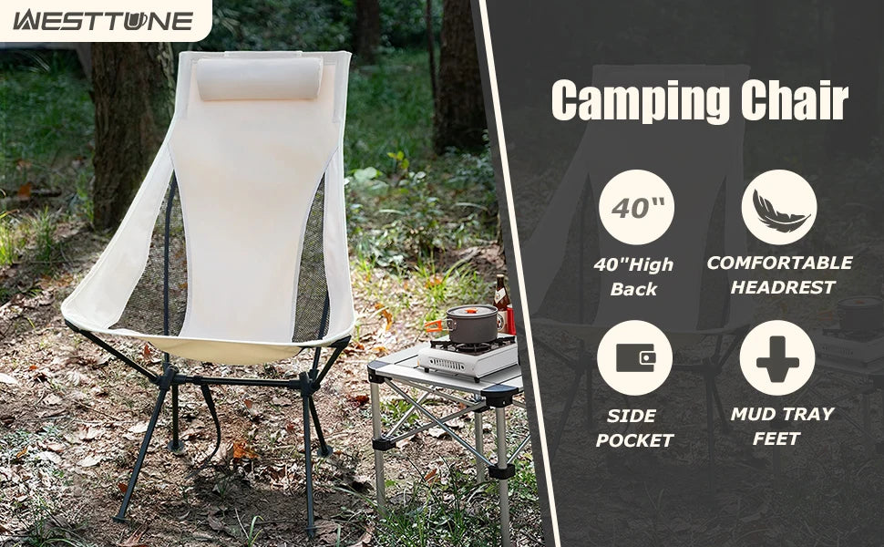 Portable Folding Camping Chair with Headrest
